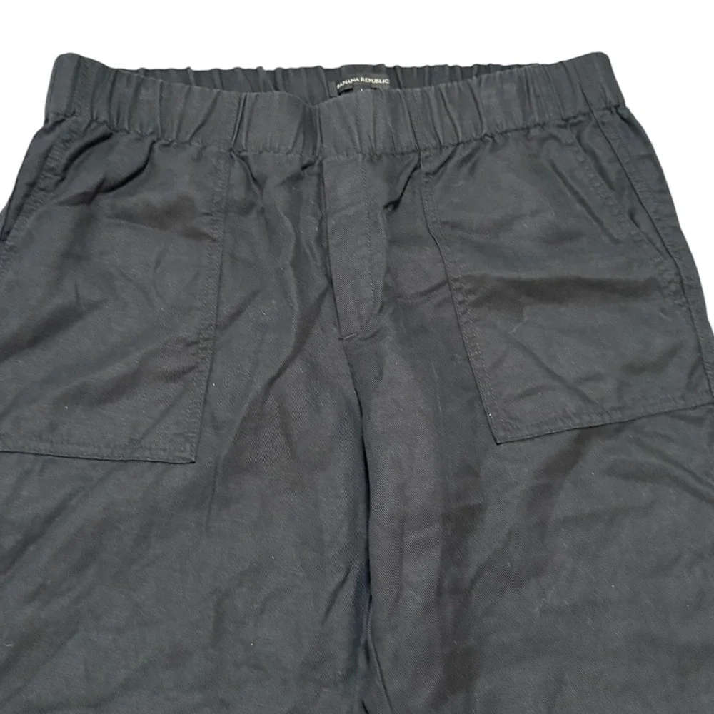 Banana Republic Black Linen Lyocell Blend Pull On Pants Tapered Crop Size L